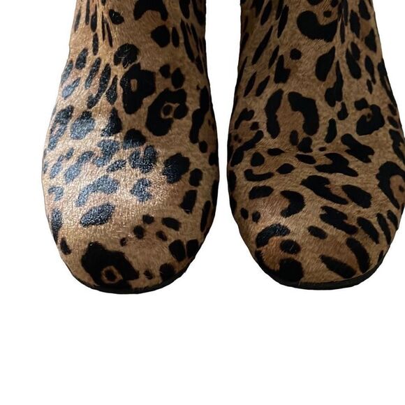 Earthies‎ by Earth Apollo Leather Calf Fur Leopard Ankle Boots. Size 7 NWOB - Picture 4 of 10